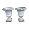 Paire de vases Médicis en pierre blanche