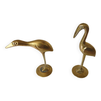 Duo Pair of 2 Herons in Vintage Brass - Interior Decoration