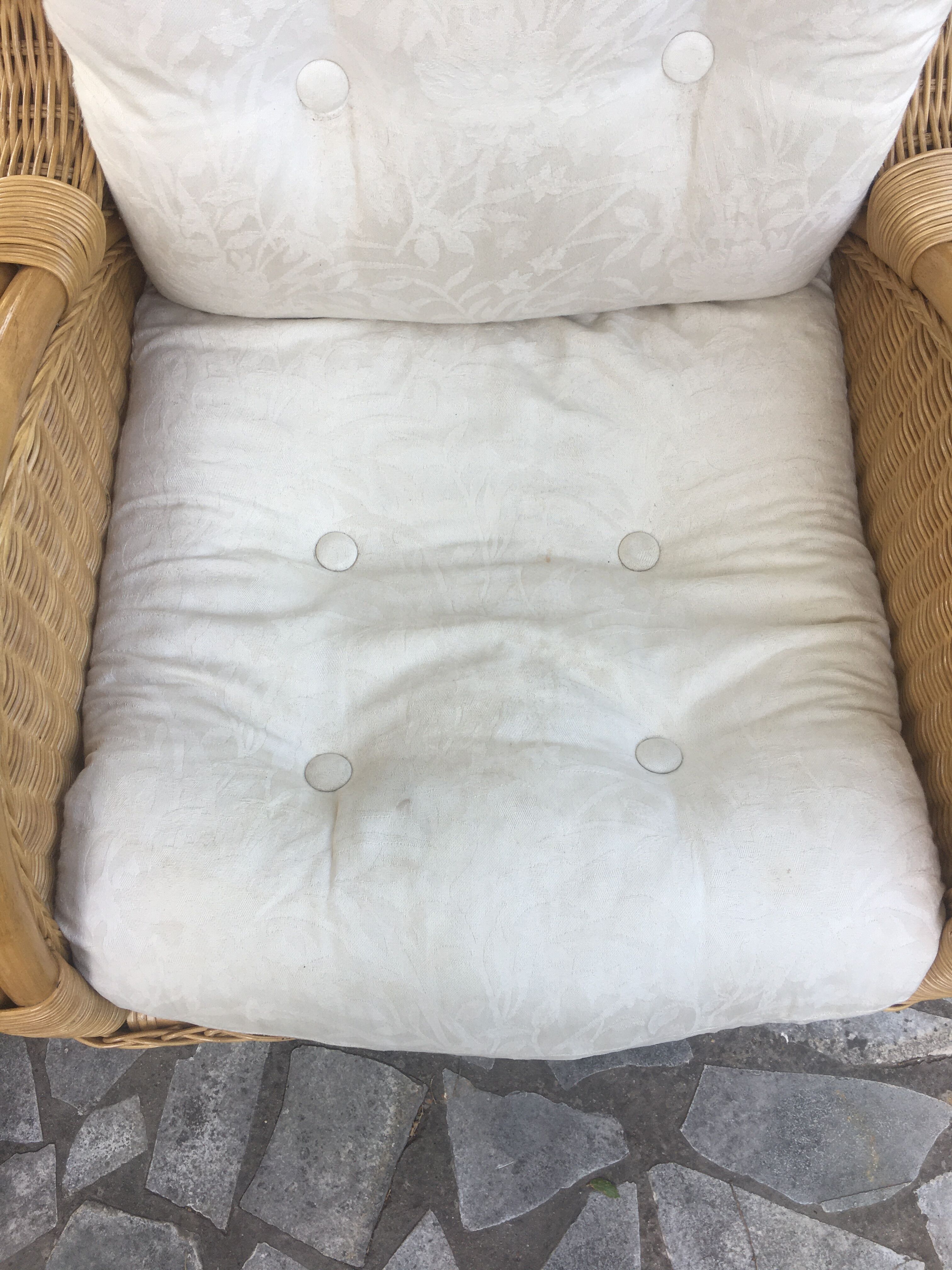 Pair of rattan and bamboo armchairs