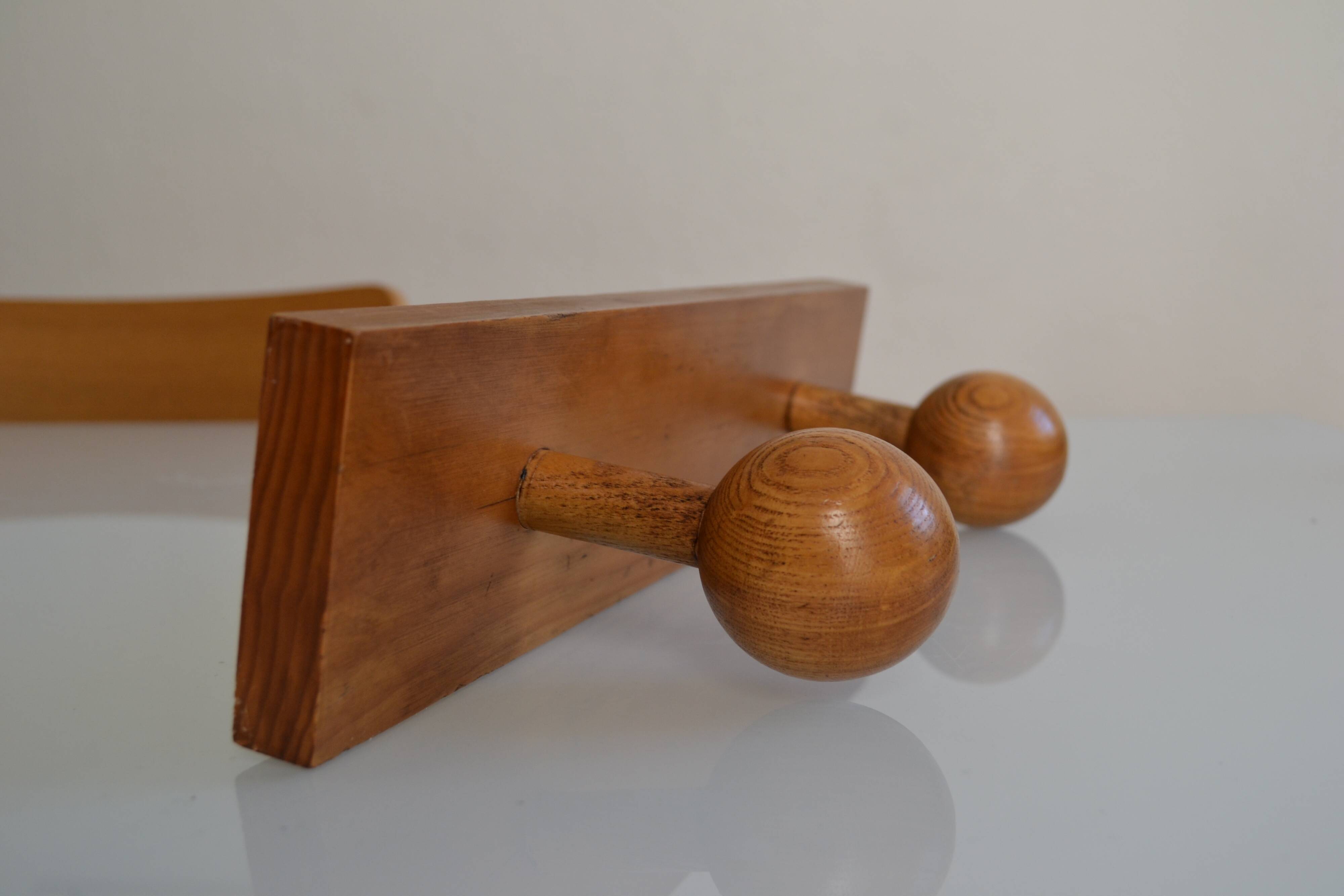 Double coat hook in wood, 1960s