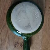 Olive green glazed terracotta fondue pot
