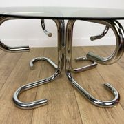 Tubular design coffee table in chrome and smoked glass, Italy, 70s