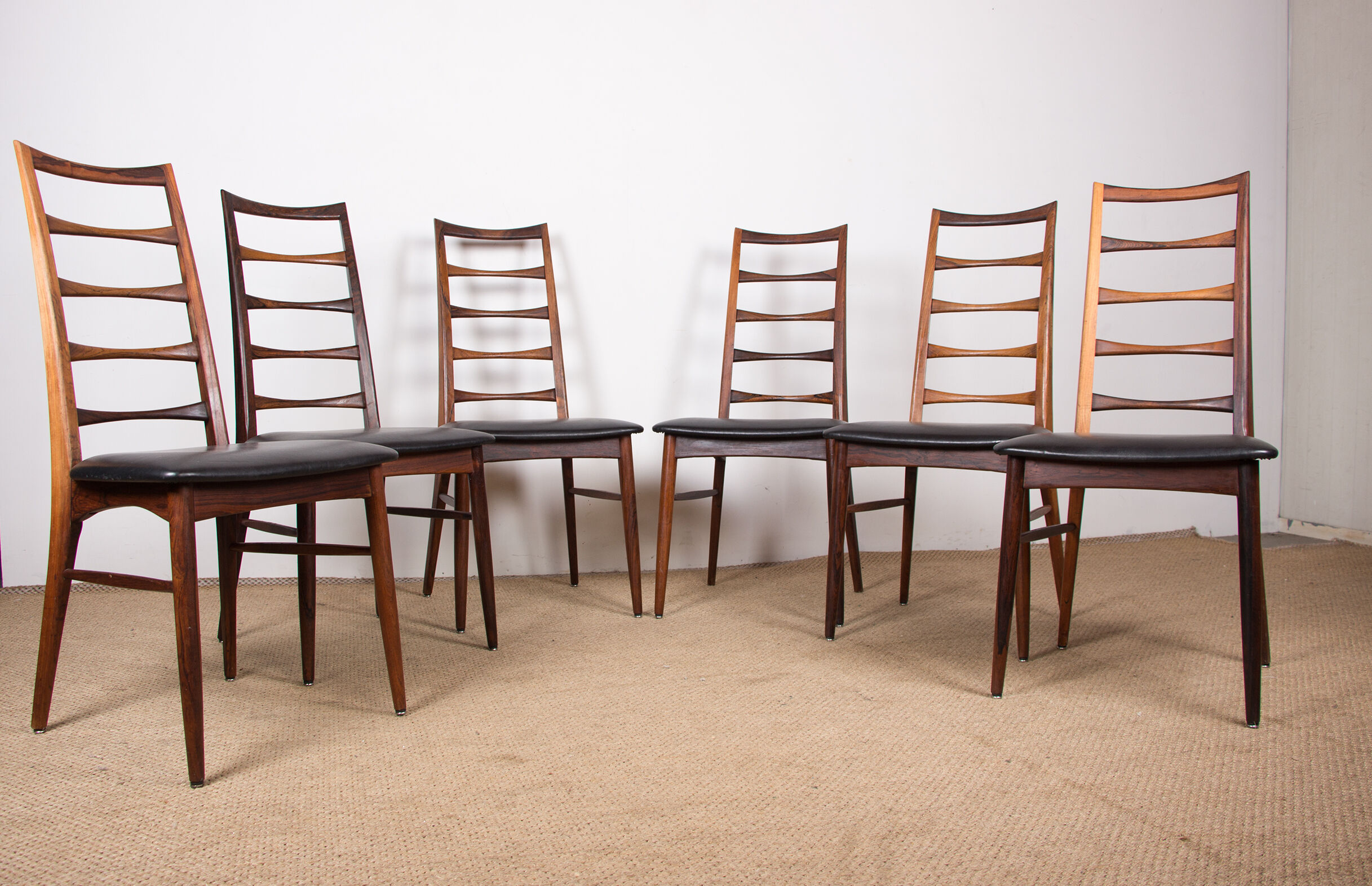 Series of 6 Danish chairs in Rio Rosewood model Liz by Niels Kofoed for Koefoeds Hornslet.