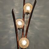 Tripod lamp in bamboo and glass from the 60s/70s