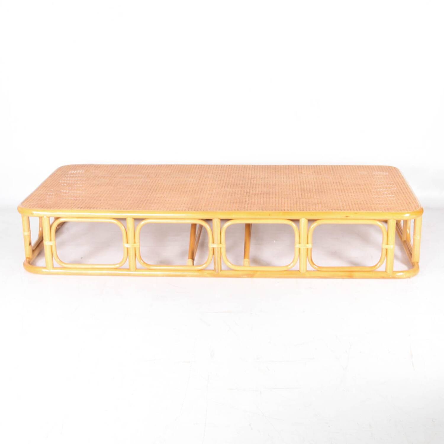 Large rattan and cane coffee table