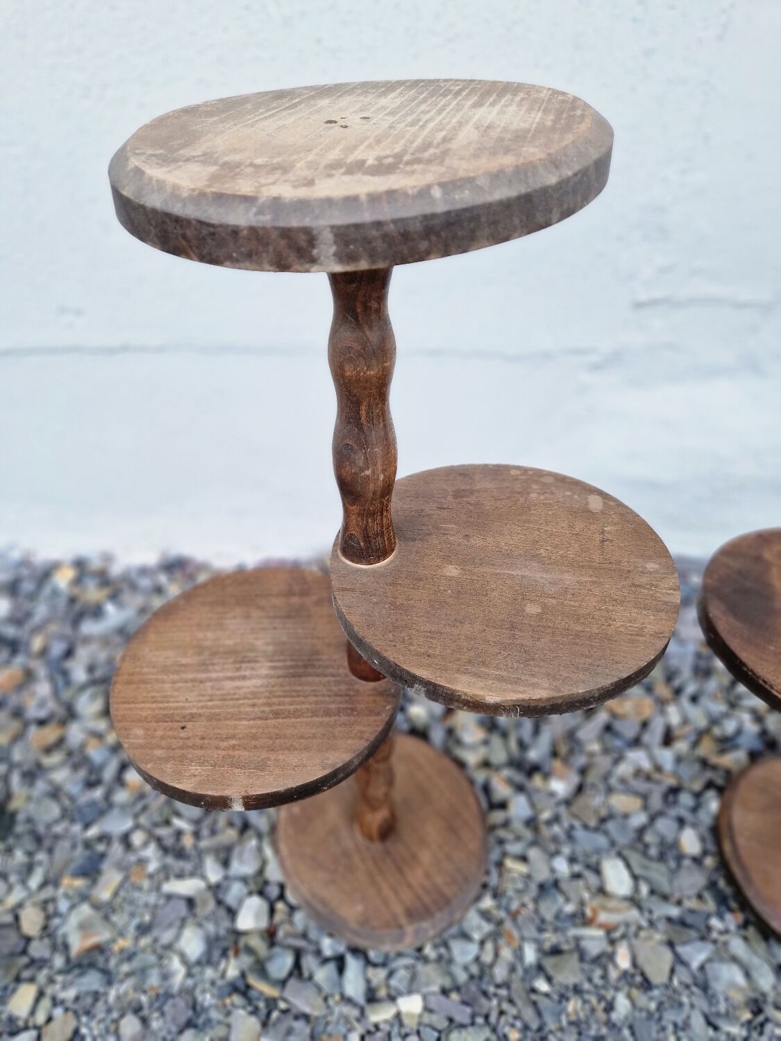 Pair of vintage turned wooden stools