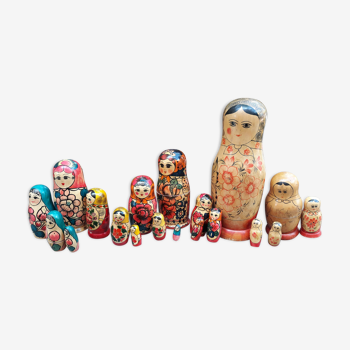Lot de 19 poupées matriochka  russes gigogne vintage