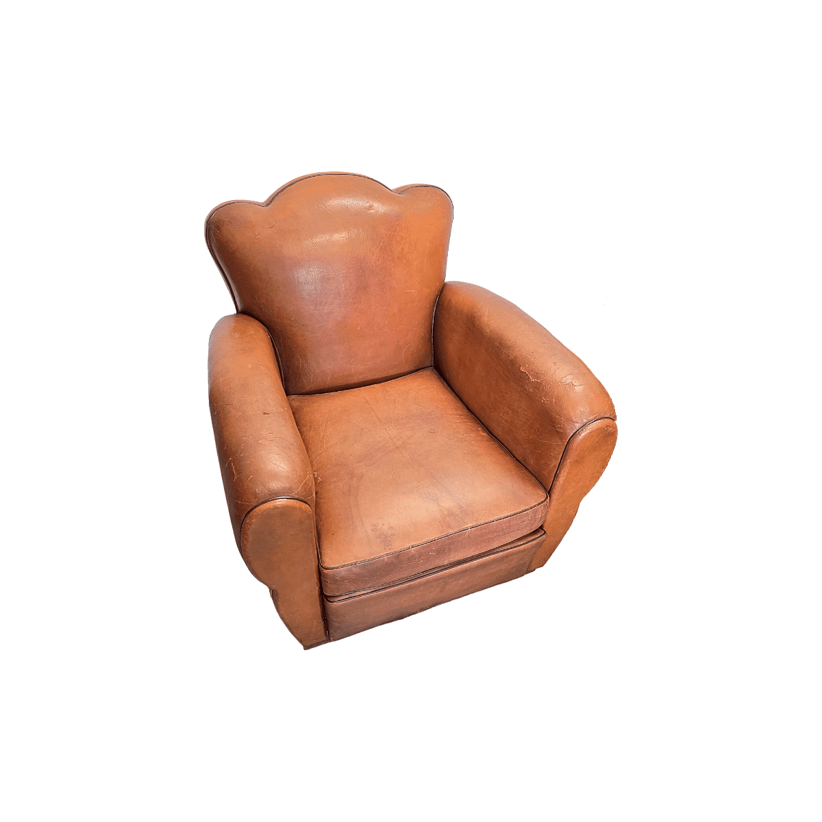 French Art Deco Style Leather Club Armchairs, 1950/60s