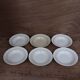 6 old cream-coloured deep plates with blue/orange trim.