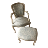 Armchair and its footrest Louis XV style