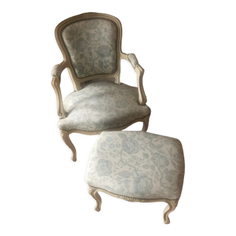 Armchair and its footrest Louis XV style