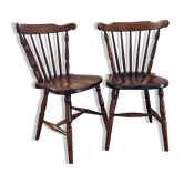 Pair of dutch bistro chairs in solid wood 70s