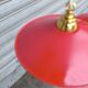 Pair of enamelled sheet metal and glass pendant lights