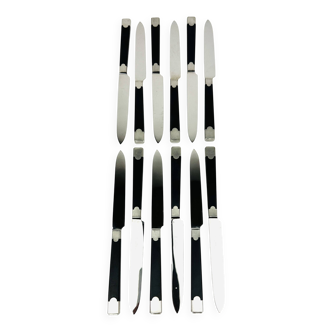 Set of 12 Fontenille-pataud Cheese Knives with Ebony Resin Handle