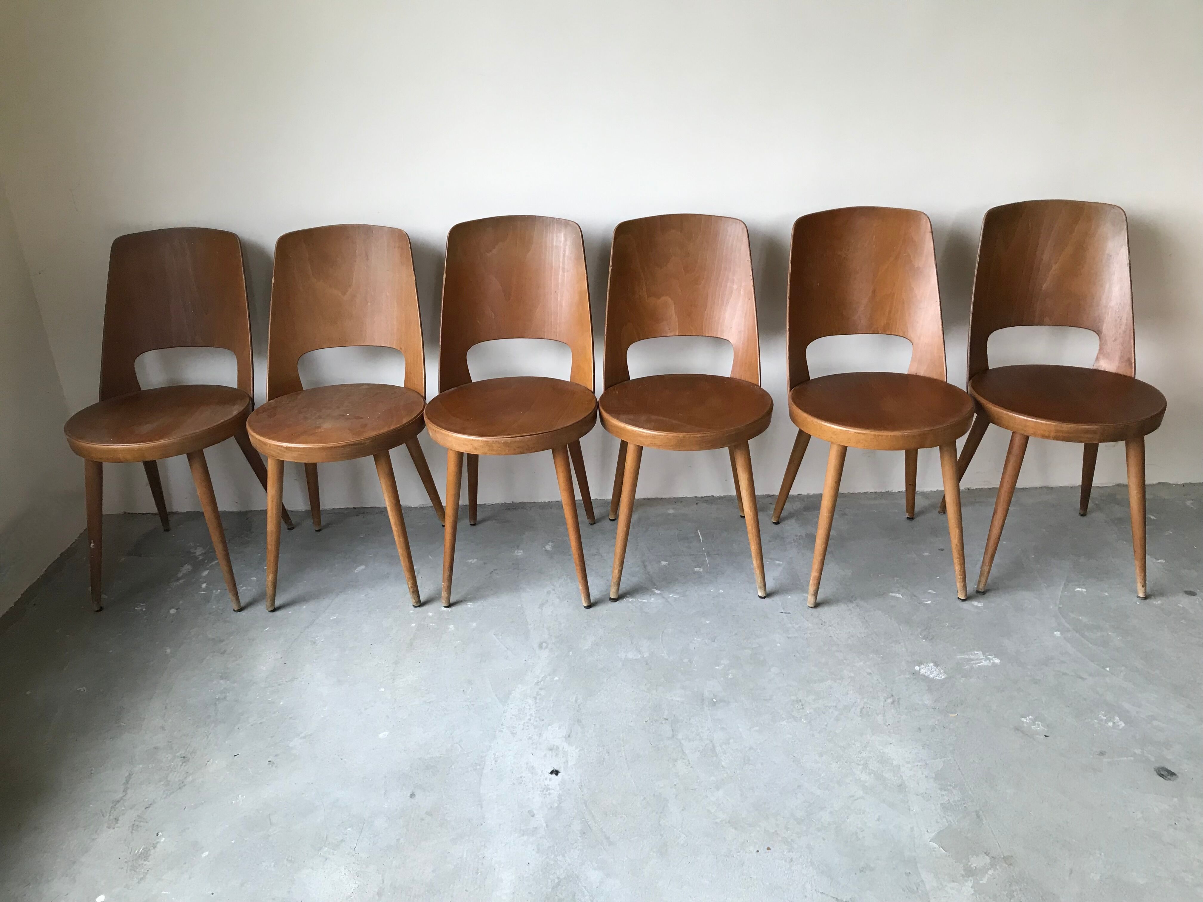 Suite of 6 chairs bistro Baumann, circa 1950.