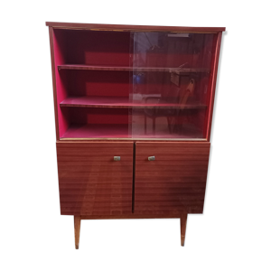 Vitrine vintage en placage d'acajou