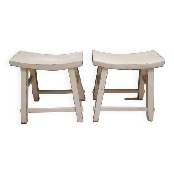 Lot de 2 tabourets Chinois blanc