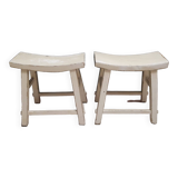 Set of 2 white Chinese stools