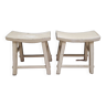 Set of 2 white Chinese stools
