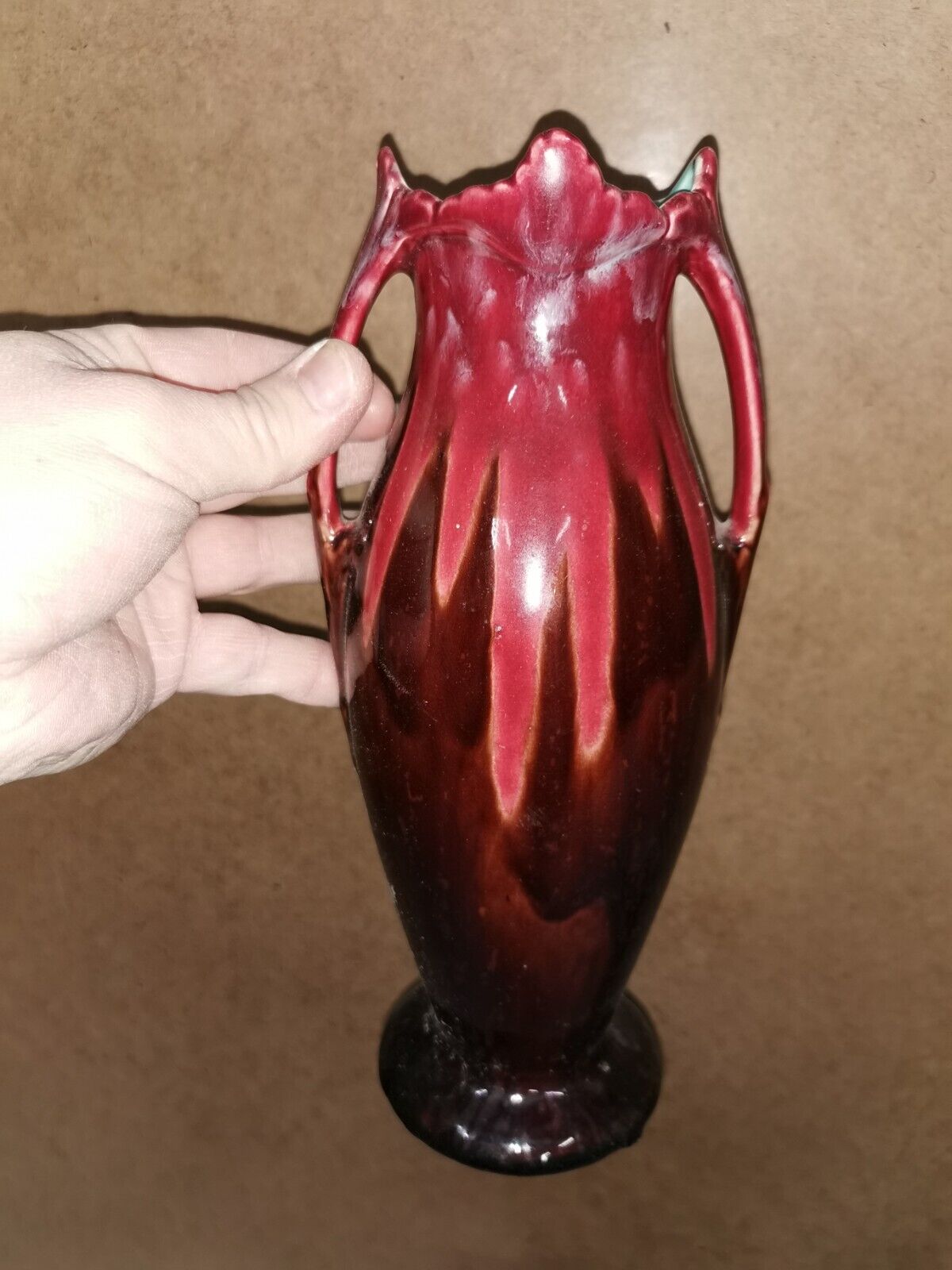 Paire de vase + jardinière art nouveau barbotine dl france garniture de cheminée
