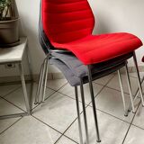 Pair of Mauï soft kartell red chair design Vico Magistretti