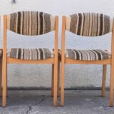 Suite of 4 chairs self beech brass and wool 1960