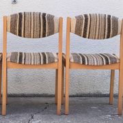 Suite de 4 chaises self hêtre laiton et laine 1960