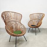 Chaises vintage en rotin design hollandais 'Rohe Noordwolde'