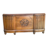 Art Deco bed leg in solid oak, 1960, 136cm