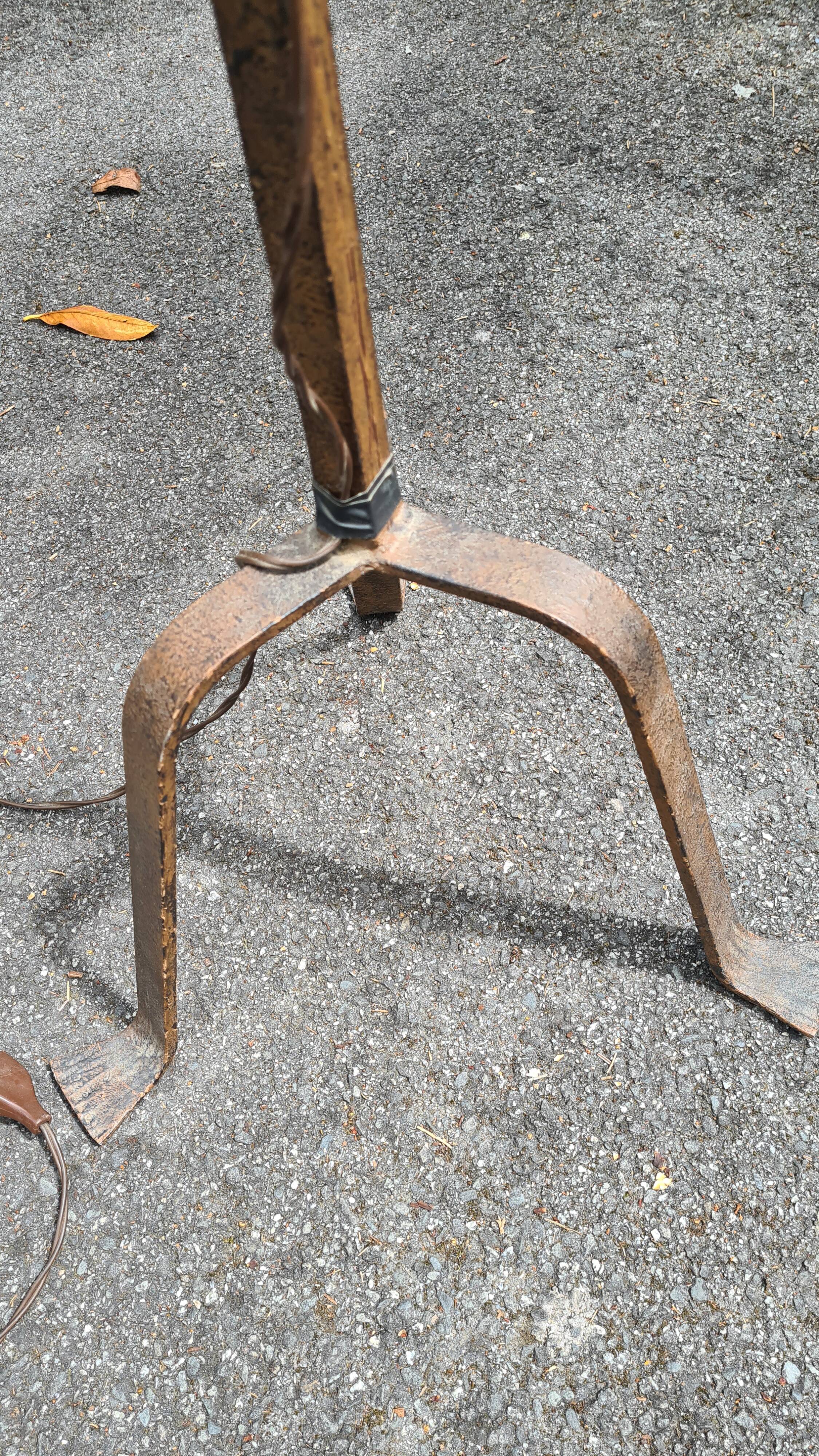 old wrought iron floor lamp / light fixture