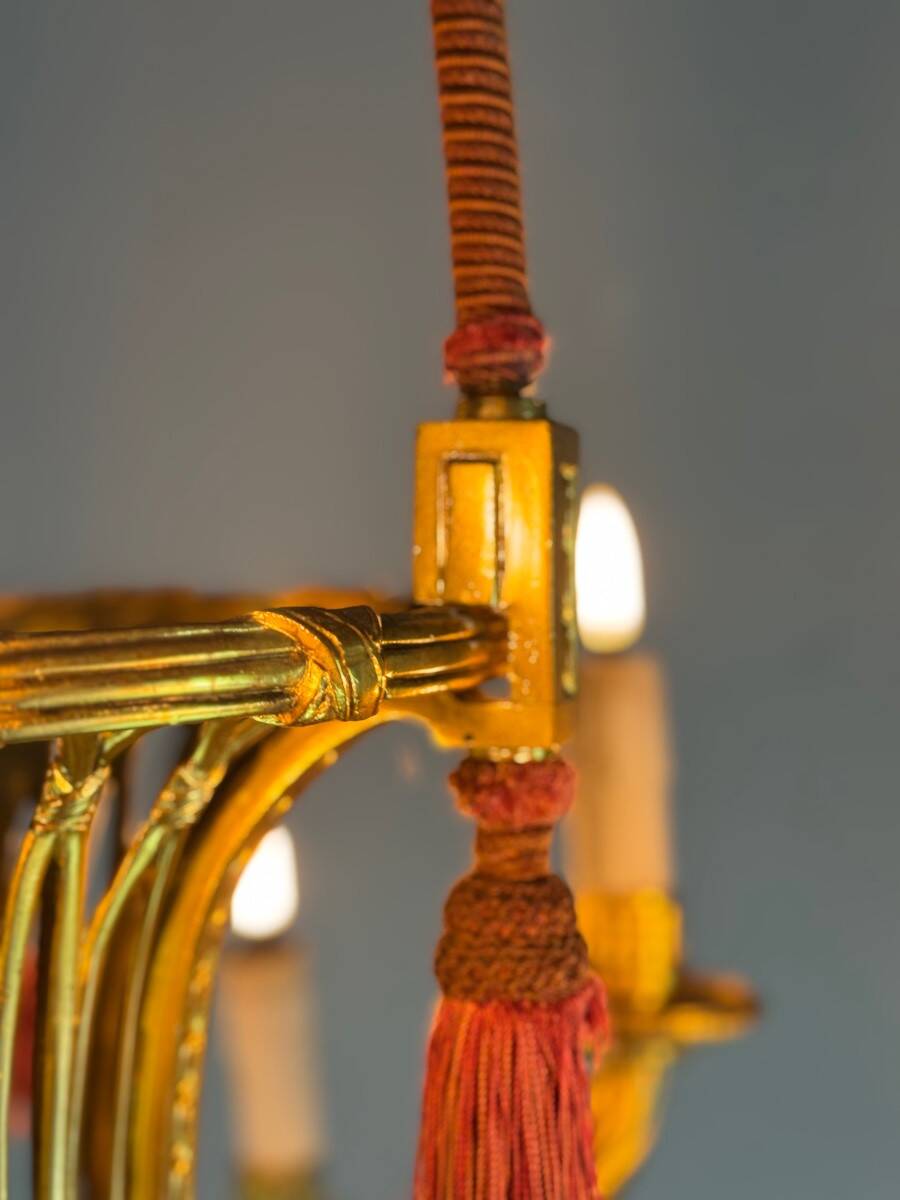 Louis XVI Style Basket Chandelier in Gilt Bronze Circa 1880