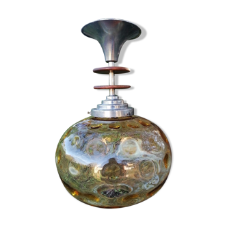 Suspension vintage boule en verre ambré