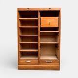 Antique oak tambour door filing cabinet, H120