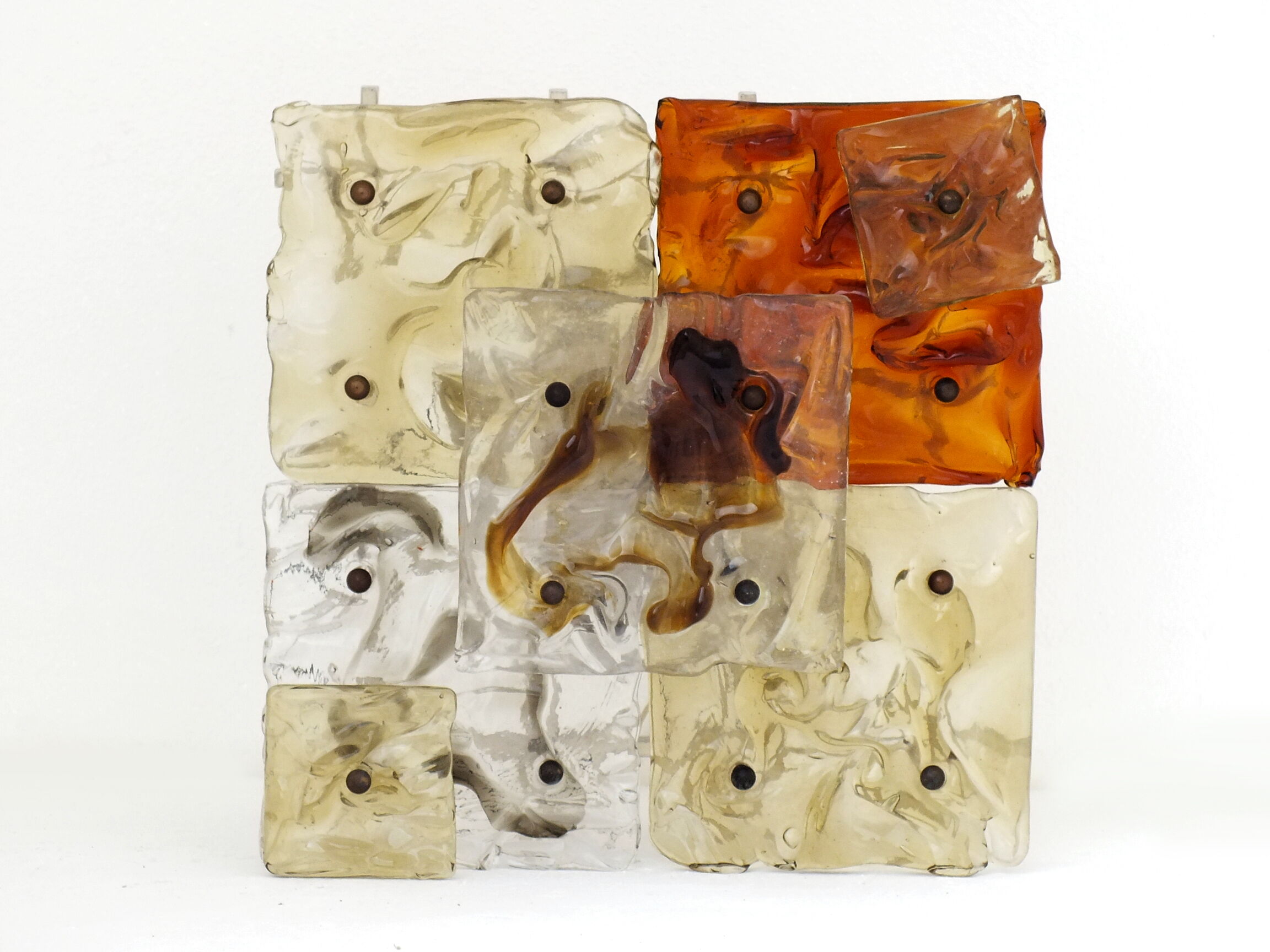 Venini Italy two wall lamps patchwork years '70 space age glass