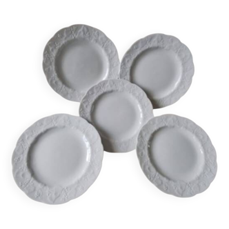 set of 5 Limoges porcelain dessert plates with wild ivy
