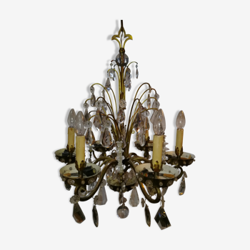 Chandelier in glass and brass 1960