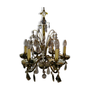 Lustre en verre et laiton