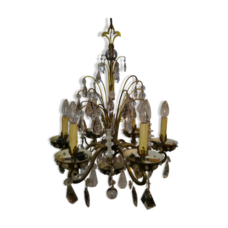 Chandelier in glass and brass 1960