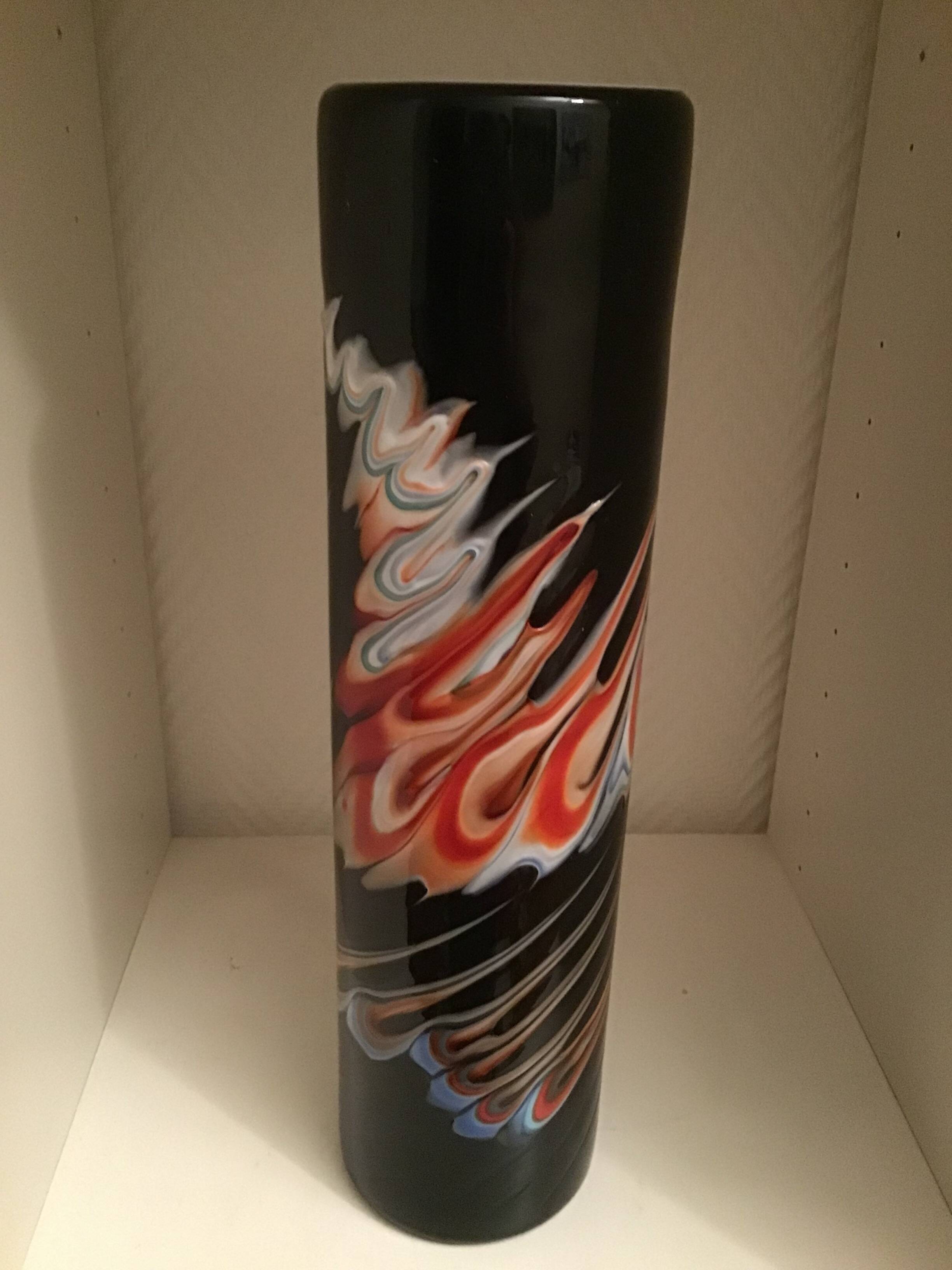 Multi-layer blown glass roller vase