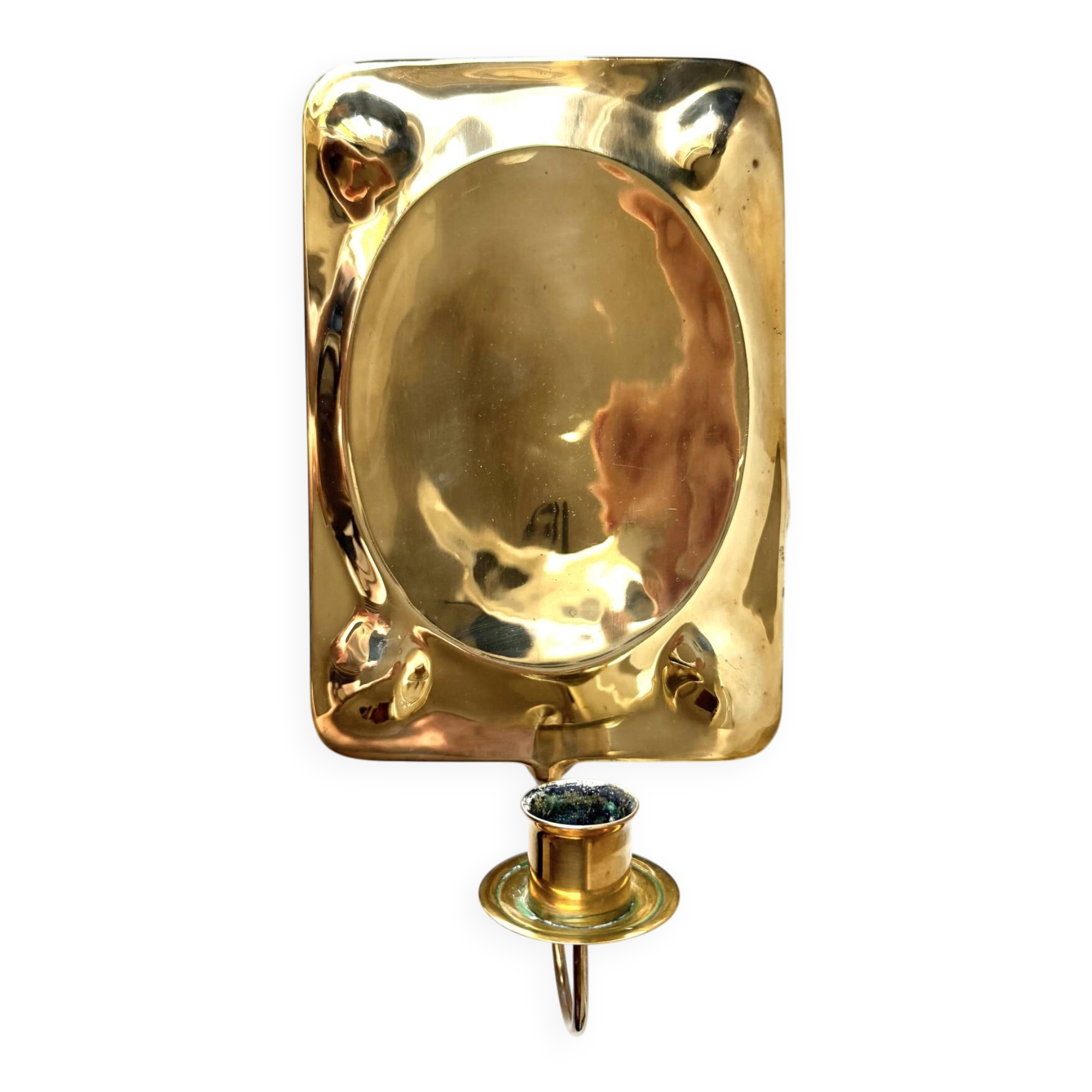 Vintage Scandinavian Brass Wall Candle holder Sconce height 29cm