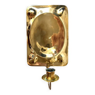 Vintage Scandinavian Brass Wall Candle holder Sconce height 29cm