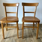 set of 4 Thonet bistro chairs in curved wood honey Mid-Century 50s