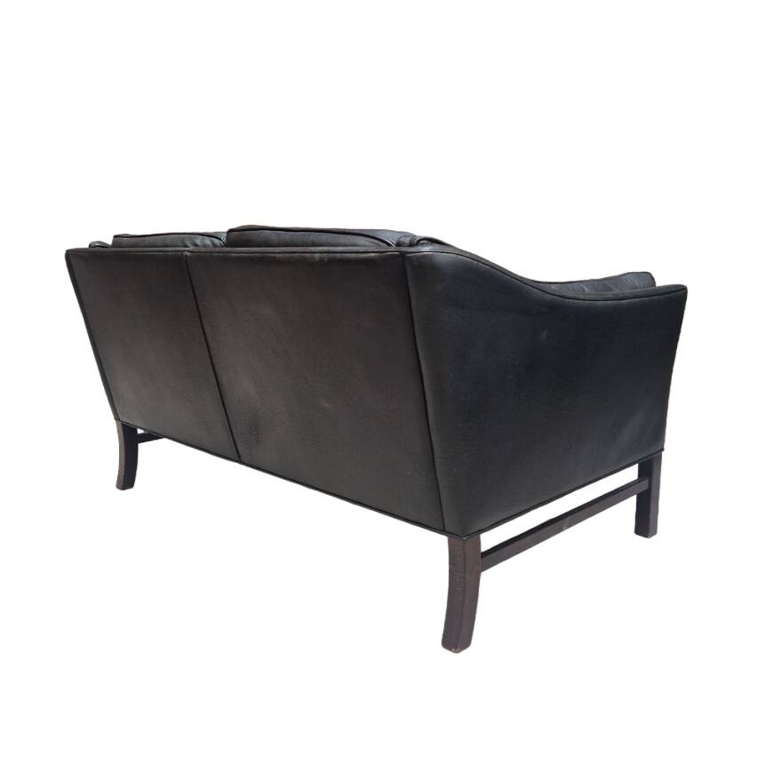 Vintage Scandinavian black leather sofa