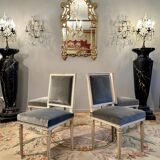 Suite of 4 lacquered chairs Louis XVI style nineteenth era