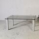 Coffee table cylindrical footings, tray smoked glass, circa 1970