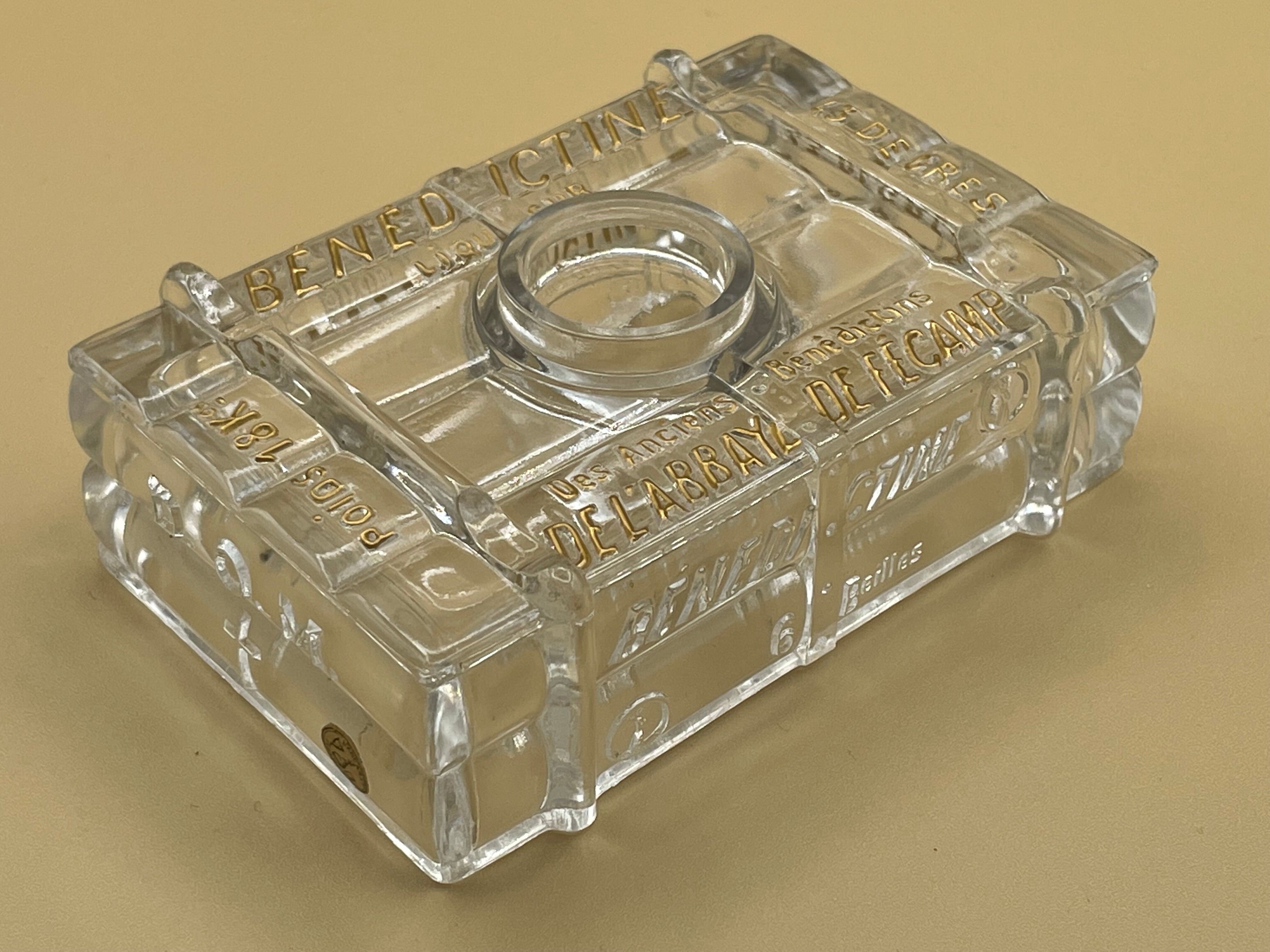 Advertising inkwell for the brand Baccarat crystal Benedictine liqueurs.