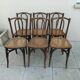 6 antique bistro chairs with curved wood and caning from 1900 L&H Cambier Frères