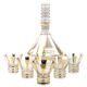 Mid-century modern liqueur set, clear gilded glass, Kamenický Šenov, Czechoslovakia, 1950s