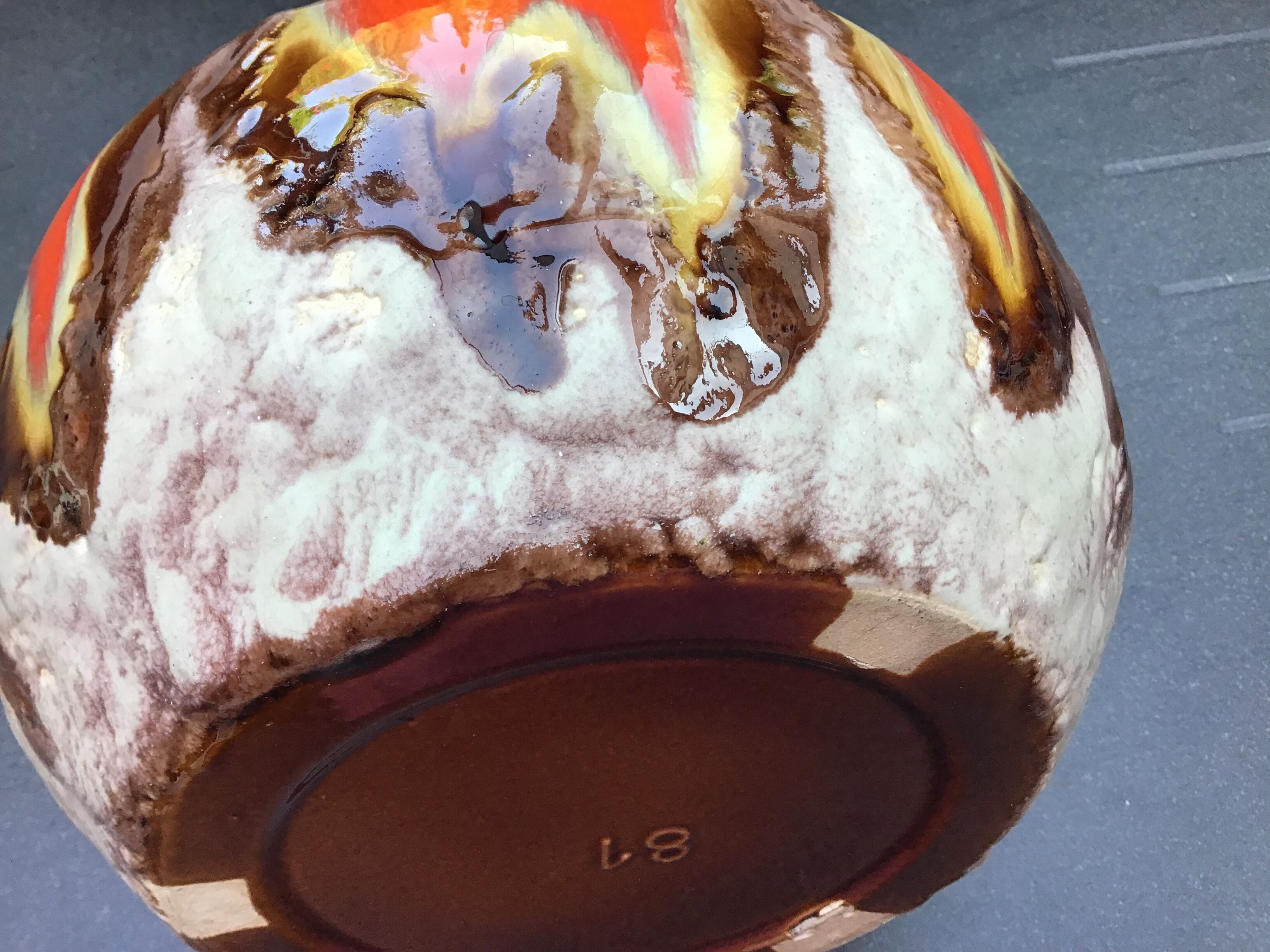 Flamed ceramic pitcher, Baudin, 70s