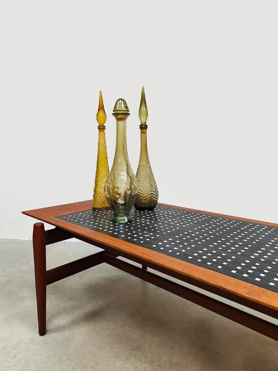 Vintage Danish design teak & tile coffee table